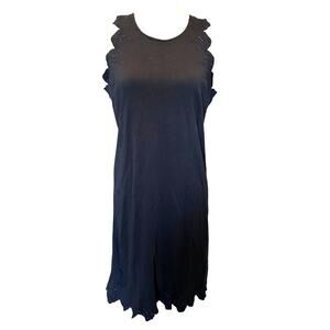 J.CREW Scalloped Lace Hem Sleeveless Shift Dress in Navy Blue-Size XS Tall